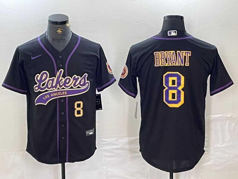 Mens Los Angeles Lakers #8 Kobe Bryant Black Cool Base Stitched Baseball Jerseys